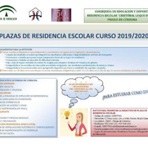RESIDENCIAS ESCOLARES PARA EL CURSO 19-20