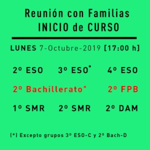 REUNIÓN DE INICIO DE CURSO CON TUTORES