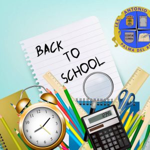 Back To School Background With Supplies And Sheet Of Notebook. Layered Vector.