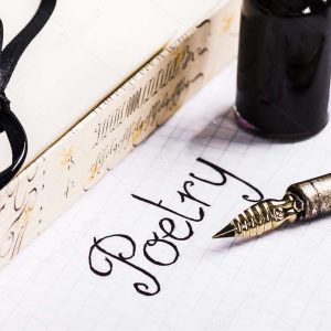 Old pen and ink bottle for poetry