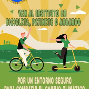 Happy couple riding bike and scooter outdoors. People moving along seaside flat vector illustration. Activity, transportation, eco transport concept for banner, website design or landing web page