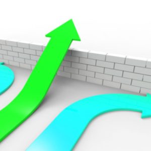 Success Arrow Showing Challenges Ahead And Obstruction